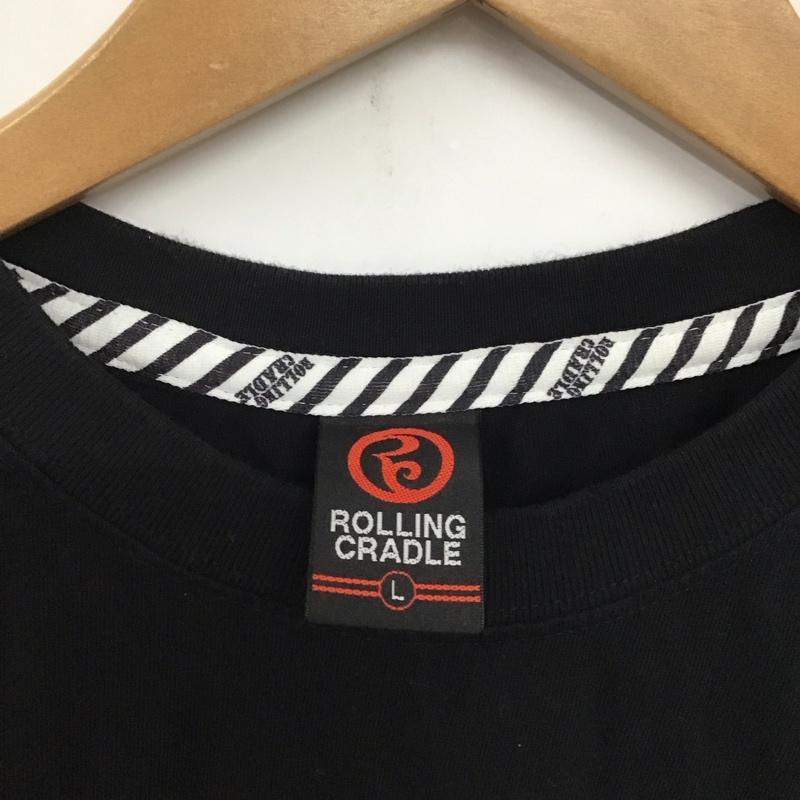 ローリングクレイドル ROLLING CRADLE Tシャツ 半袖 半袖カットソー プリントTシャツ クルーネックカットソー L ロゴ、文字 黒 / ブラック /  メンズ USED 古着 中古 10140708