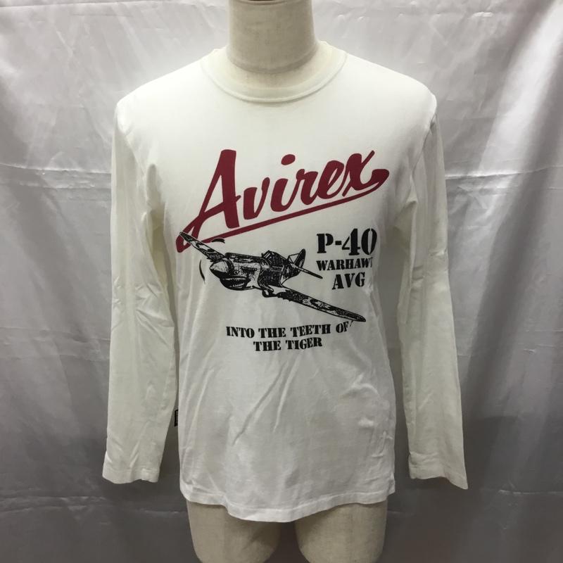 アヴィレックス AVIREX カットソー 長袖 長袖カットソー クルーネックカットソー ロングスリーブカットソー プリントTシャツ M プリント 白 / ホワイト /  メンズ USED 古着 中古 10112289