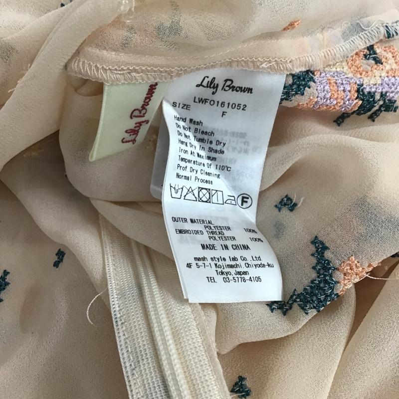 リリー ブラウン Lily Brown ワンピース ロングスカート LWFO161052 クロスステッチ刺繍ロングワンピ 長袖 FREE 刺繍 桃 / ピンク /  レディース USED 古着 中古 10107164