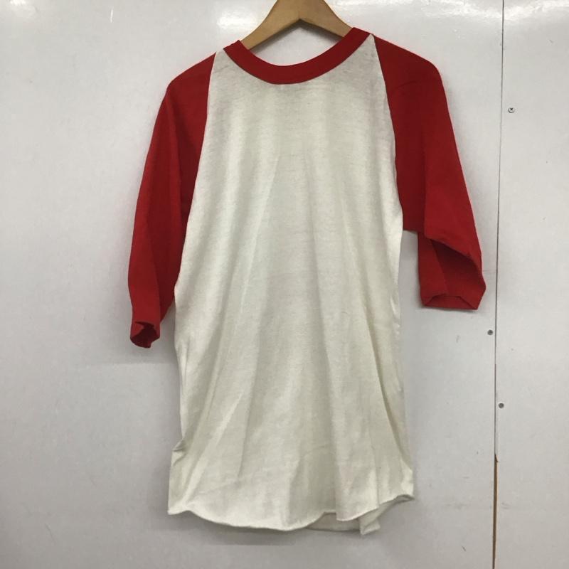 ラッセルアスレティック Russell Athletic カットソー 七分袖 長袖カットソー プリントカットソー ラグラン 80s XL プリント 白 / ホワイト / X 赤 / レッド /  メンズ USED 古着 中古 10148032
