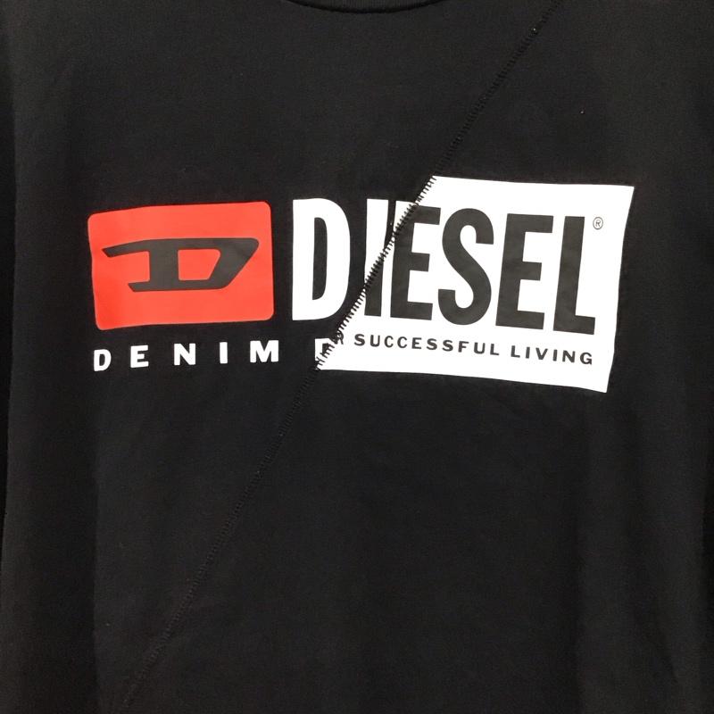 ディーゼル DIESEL カットソー 長袖 長袖カットソー プリントカットソー クルーネック XL ロゴ、文字 黒 / ブラック /  メンズ USED 古着 中古 10130288