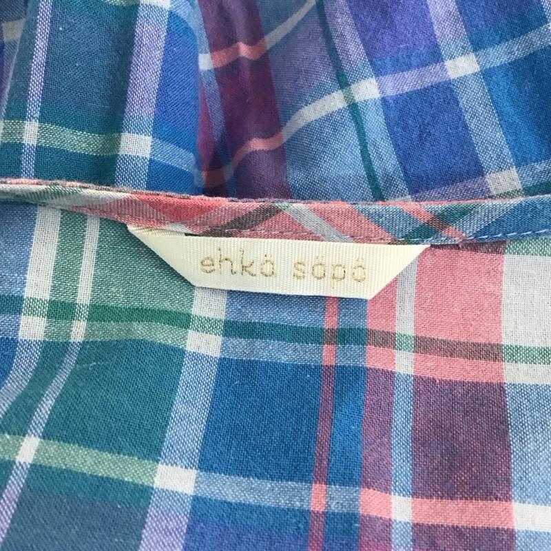 エヘカソポ ehka sopo ワンピース ロングスカート MFT-1102586 チェックワンピース 半袖ロングワンピース 前開きロングワンピース M チェック マルチカラー / マルチカラー /  レディース USED 古着 中古 10110842