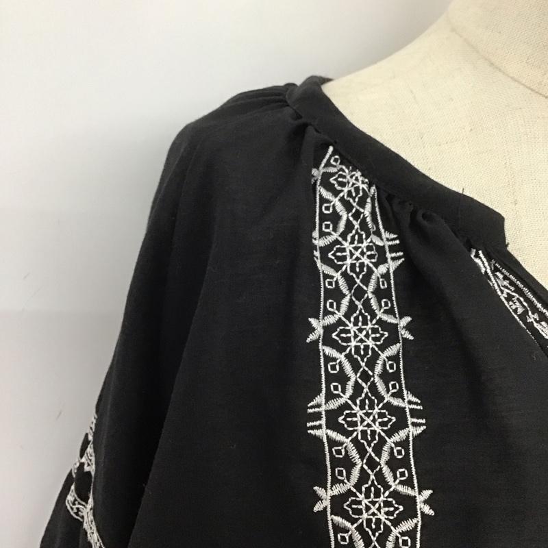 ジーナシス JEANASIS カットソー 長袖 FREE 刺繍 黒 / ブラック /  レディース USED 古着 中古 10106690