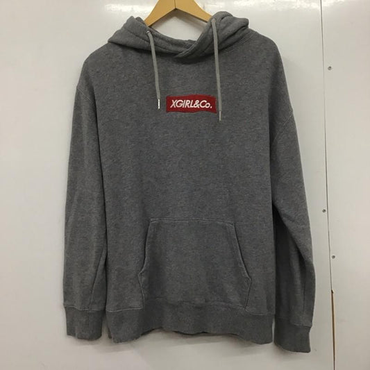 エックスガール X-girl パーカー 長袖 2 ロゴ、文字 灰 / グレー /  レディース USED 古着 中古 10139576