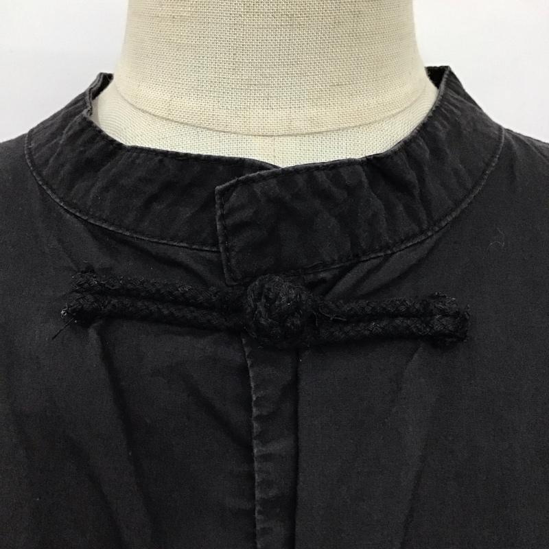 メルロー merlot ワンピース ロングスカート チャイナボタン 半袖 無地 黒 / ブラック /  レディース USED 古着 中古 10118357