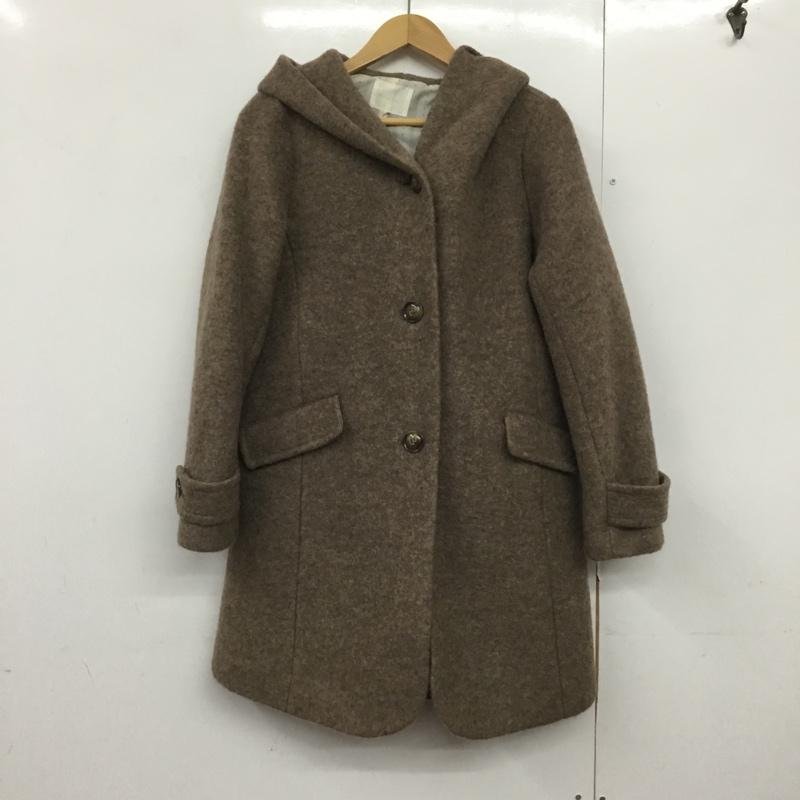 エヘカソポ ehka sopo コート コート一般 1301499 フード付き M 無地 茶 / ブラウン /  レディース USED 古着 中古 10144637