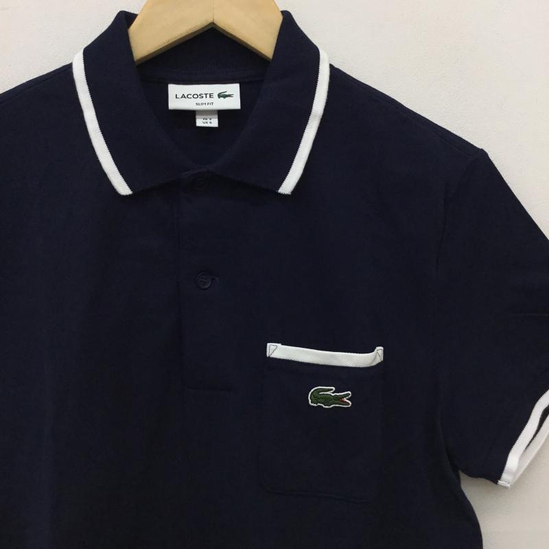 ラコステ LACOSTE ポロシャツ 半袖 S ロゴ、文字 紺 / ネイビー /  メンズ USED 古着 中古 10144397