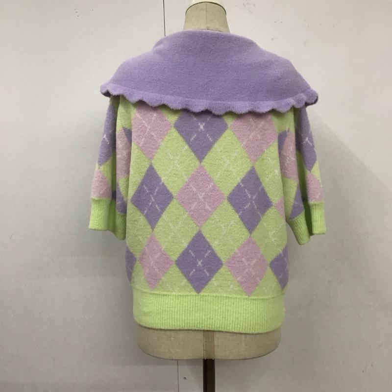 ザラ ZARA ニット、セーター 半袖 9598 171 330 襟付き アーガイル M 総柄 マルチカラー / マルチカラー /  レディース USED 古着 中古 10119606