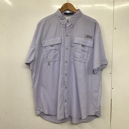 コロンビア Columbia シャツ、ブラウス 半袖 224 fm7047 半袖シャツ ボタンダウンシャツ カラーシャツ pfg XL ロゴ、文字 紫 / パープル /  メンズ USED 古着 中古 10138566