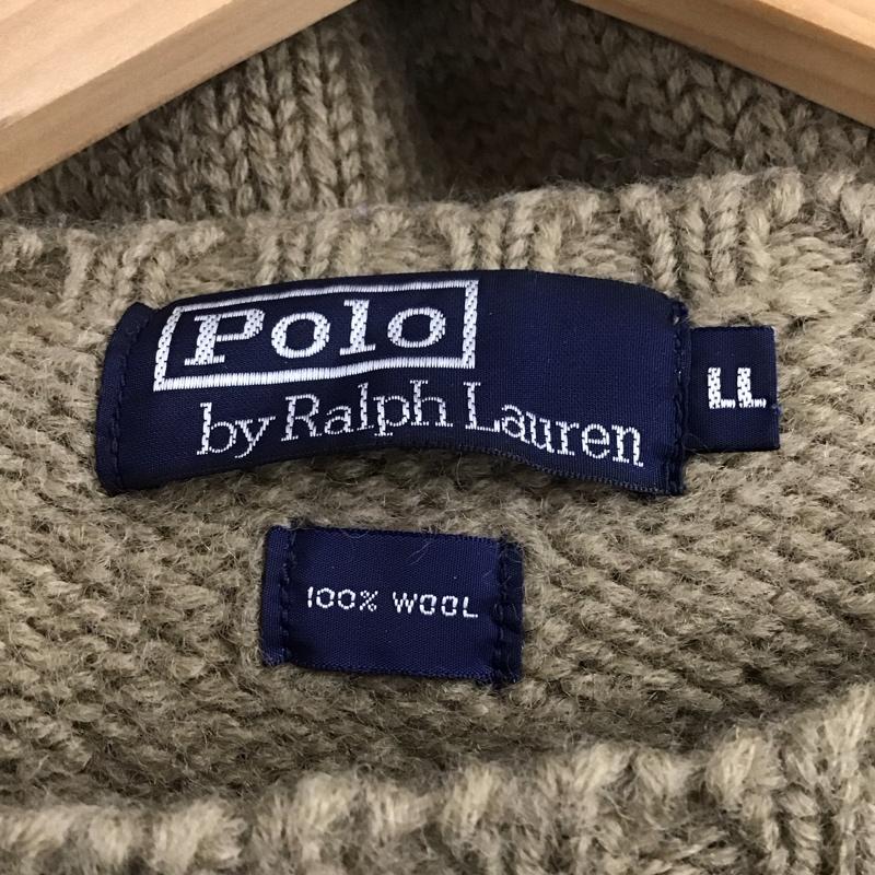 ポロバイラルフローレン Polo by RALPH LAUREN ニット、セーター 長袖 長袖ニットカットソー クルーネック セーター LL ロゴ、文字 ベージュ / ベージュ /  メンズ USED 古着 中古 10143161
