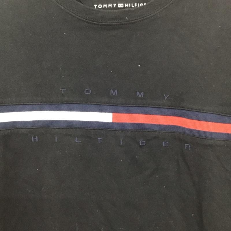 トミーヒルフィガー TOMMY HILFIGER Tシャツ 半袖 半袖カットソー プリントTシャツ クルーネックカットソー L ロゴ、文字 黒 / ブラック /  メンズ USED 古着 中古 10128693