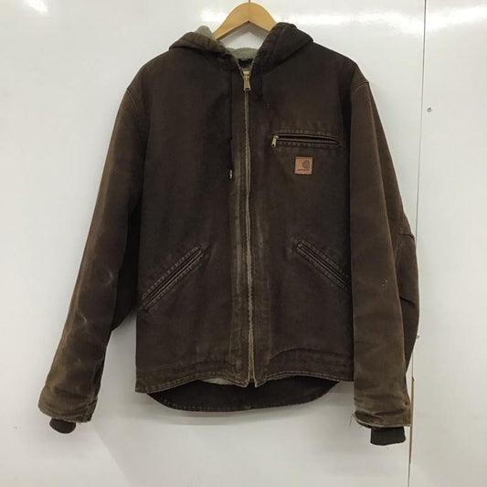 カーハート Carhartt ジャケット、上着 ジャンパー、ブルゾン ジップアップジャケットパーカー アウター 裏地ボア M ロゴ、文字 茶 / ブラウン /  メンズ USED 古着 中古 10137096