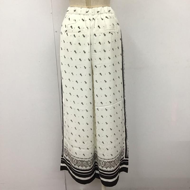 ジーナシス JEANASIS ボトムス ボトムス JS050075AK ストレートワイドパンツ タグ付き FREE ペイズリー 白 / ホワイト / X 黒 / ブラック /  レディース USED 古着 中古 10107946