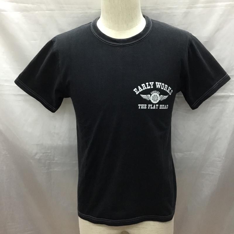 フラットヘッド The Flat Head Tシャツ 半袖 半袖カットソー プリントTシャツ クルーネックカットソー 38 ロゴ、文字 黒 / ブラック /  メンズ USED 古着 中古 10116720