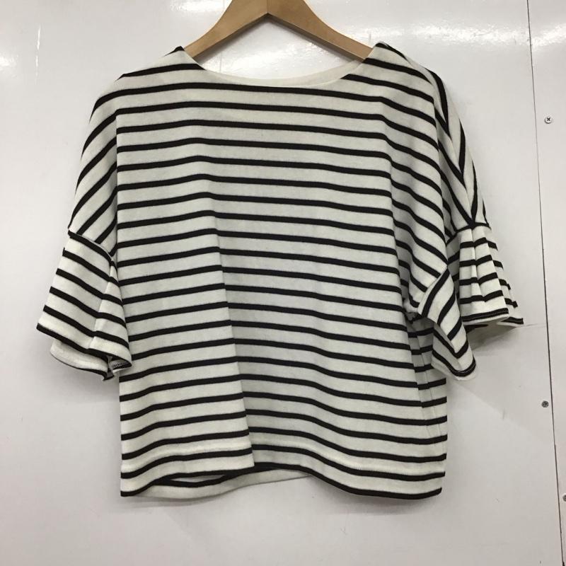 ジーナシス JEANASIS カットソー 半袖 FREE ボーダー柄 白 / ホワイト / X 黒 / ブラック /  レディース USED 古着 中古 10148419
