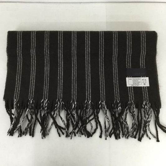 ビームス BEAMS マフラー マフラー フリンジ ストライプ ダークブラウン / ダークブラウン / X 白 / ホワイト /  メンズ USED 古着 中古 10130584