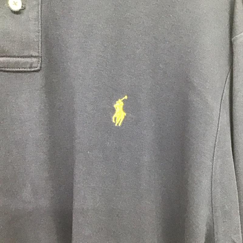 ポロラルフローレン POLO RALPH LAUREN ポロシャツ 長袖 長袖ポロシャツ 長袖カットソー カラーシャツ XL ロゴ、文字 紺 / ネイビー /  メンズ USED 古着 中古 10137304