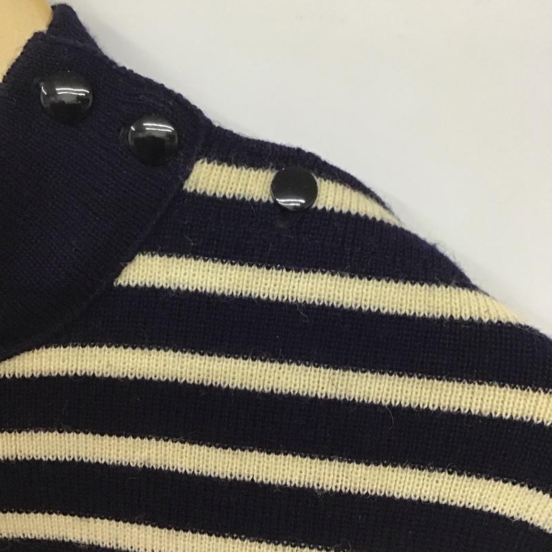 古着 USED ニット、セーター 長袖 長袖ニットカットソー スタンドネック セーター 48 ボーダー柄 白 / ホワイト / X 紺 / ネイビー /  メンズ USED 古着 中古 10142359