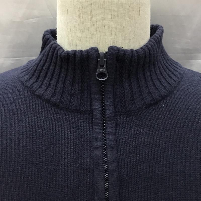 チャップス CHAPS ニット、セーター 長袖 長袖ニットカットソー ニット セーター ジップアップネックニット L ロゴ、文字 紺 / ネイビー /  メンズ USED 古着 中古 10120551