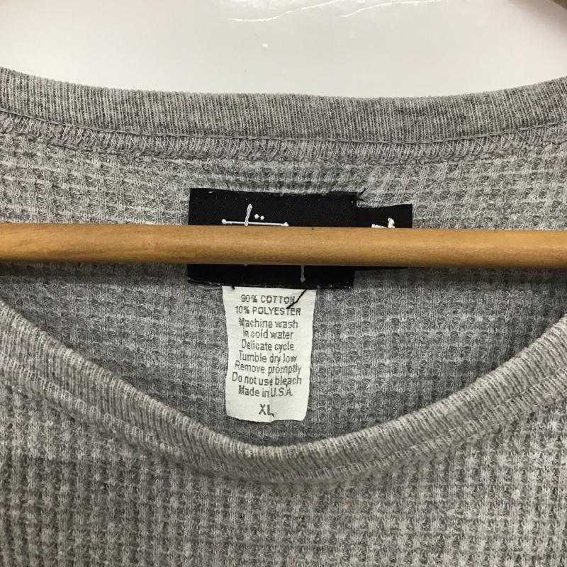 ステューシー STUSSY カットソー 長袖 長袖カットソー プリントカットソー クルーネック ワッフル XL ロゴ、文字 灰 / グレー /  メンズ USED 古着 中古 10132566
