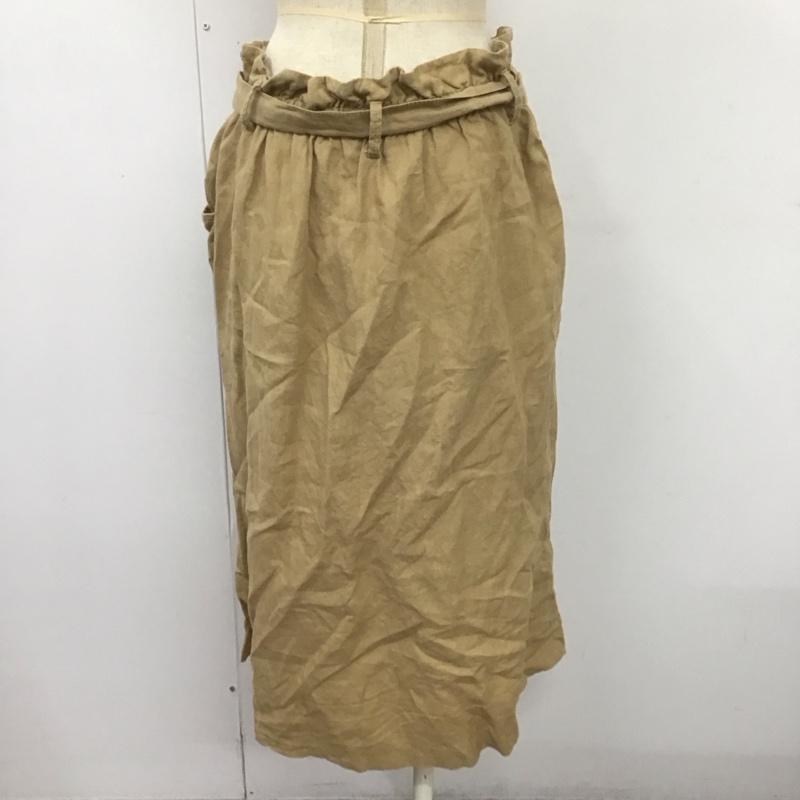 ザラ ZARA スカート ひざ丈スカート ベルト付き L 無地 ベージュ / ベージュ /  レディース USED 古着 中古 10108585