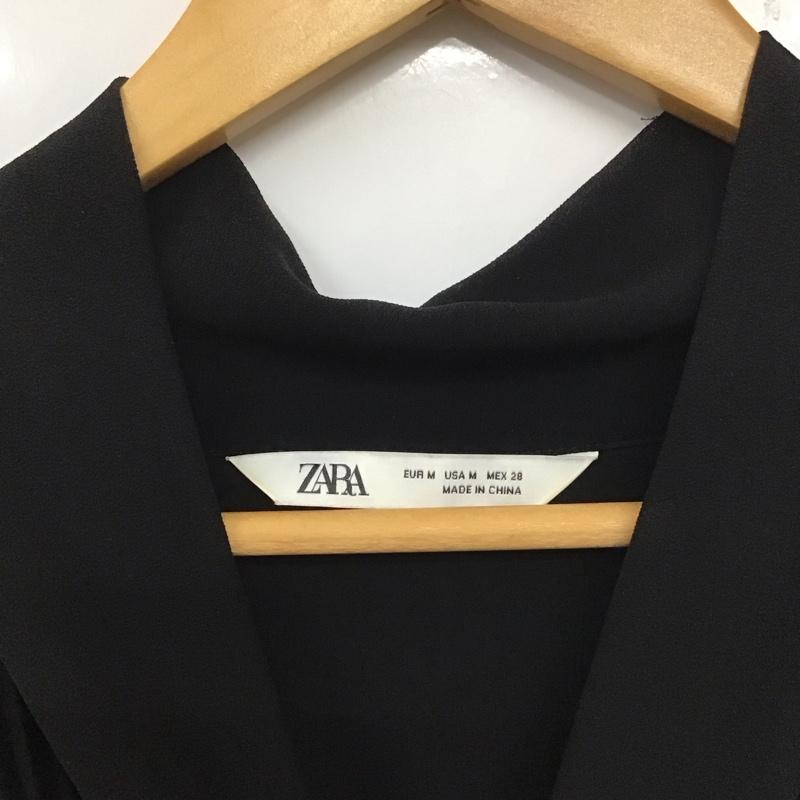 ザラ ZARA ワンピース ひざ丈スカート M 無地 黒 / ブラック /  レディース USED 古着 中古 10139351