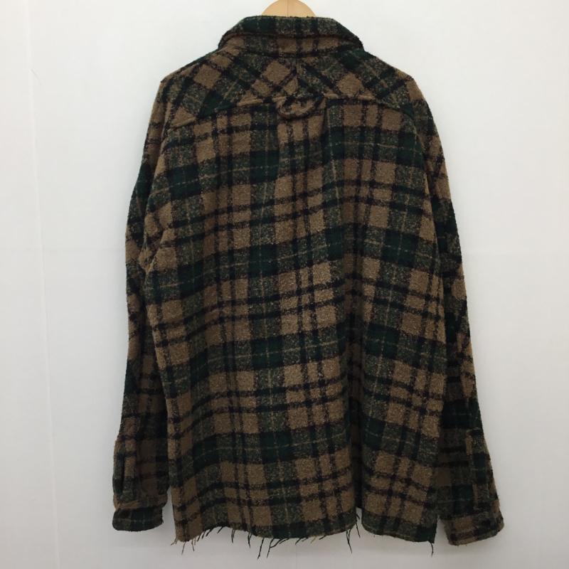 ミニマル mnml シャツ、ブラウス 長袖 XL ロゴ、文字 茶 / ブラウン / X 緑 / グリーン /  メンズ USED 古着 中古 10143909