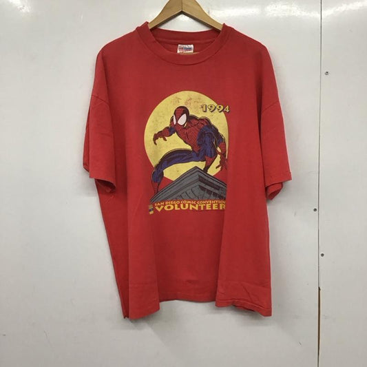 ヘインズ HANES Tシャツ 半袖 半袖カットソー プリントTシャツ クルーネックカットソー 古着 90s スパイダーマン XL プリント 赤 / レッド /  メンズ USED 古着 中古 10140146