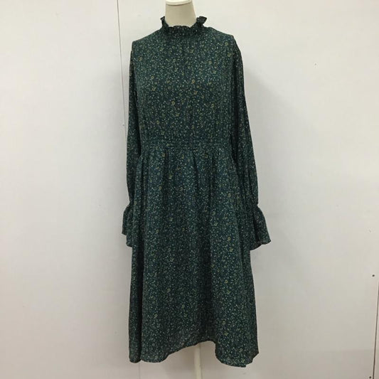 エヘカソポ ehka sopo ワンピース ロングスカート 1103686 スタンドネック 長袖 M 花柄 緑 / グリーン /  レディース USED 古着 中古 10122464