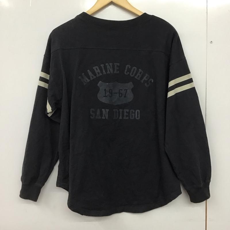 ニコアンド niko and... Tシャツ 長袖 M ロゴ、文字 X プリント チャコールグレー / チャコールグレー /  レディース USED 古着 中古 10146805