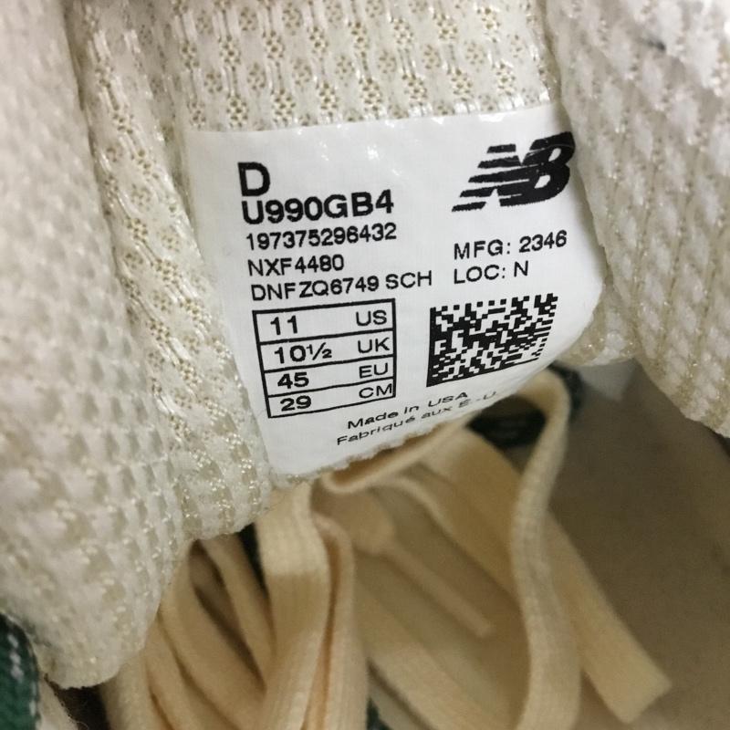 ニューバランス New Balance スニーカー スニーカー U990 GB4 Made in USA 29cm 箱有 29.0cm ロゴ、文字 アイボリー / アイボリー / X 黒 / ブラック / X 緑 / グリーン /  メンズ USED 古着 中古 10128822