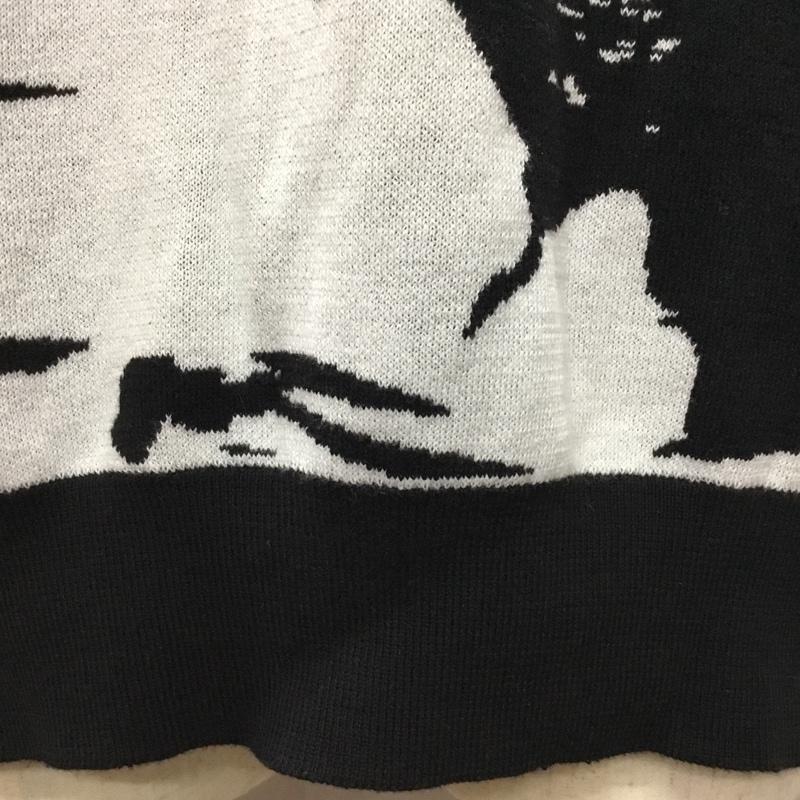 ザラ ZARA ニット、セーター 長袖 長袖ニットカットソー クルーネックカットソー セーター XL 総柄 白 / ホワイト / X 黒 / ブラック /  メンズ USED 古着 中古 10111314