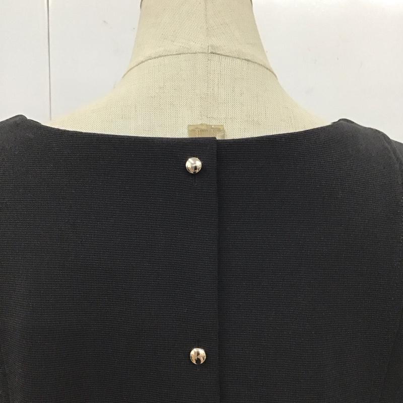 インデックス index カットソー 七分袖 C58-14226 リップルバックボタントップス M 無地 黒 / ブラック /  レディース USED 古着 中古 10118827