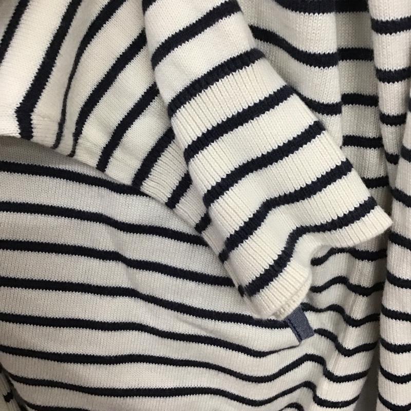 ジースターロゥ G-STAR RAW カーディガン 長袖 長袖ニットカーディガン 前ボタン ノーカラー M ボーダー柄 白 / ホワイト / X 紺 / ネイビー /  メンズ USED 古着 中古 10132687