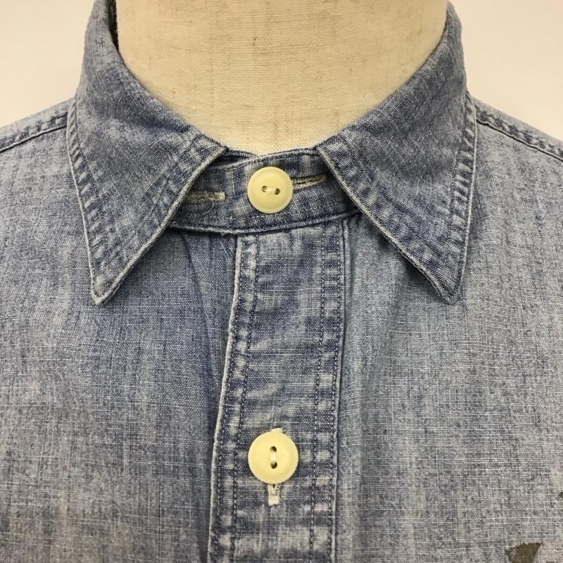 ポロラルフローレン POLO RALPH LAUREN シャツ、ブラウス 長袖 ワークシャツ デニムシャツ バックプリント M ロゴ、文字 青 / ブルー /  メンズ USED 古着 中古 10123671