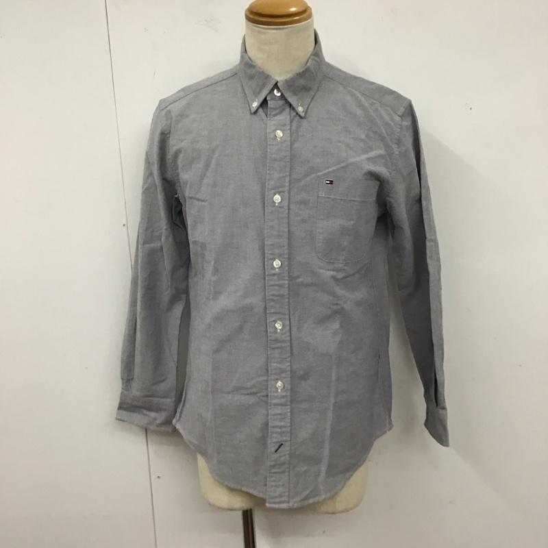 トミーヒルフィガー TOMMY HILFIGER シャツ、ブラウス 長袖 ボタンダウン スリムフィット L ワンポイント 灰 / グレー /  メンズ USED 古着 中古 10123668