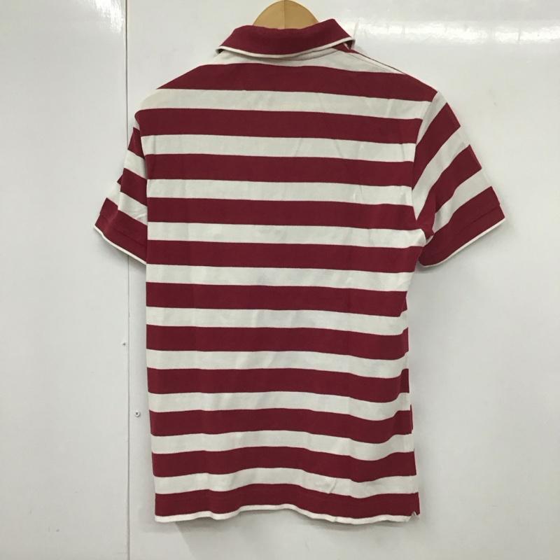 ラコステ LACOSTE ポロシャツ 半袖 半袖ポロシャツ 半袖カットソー カラーシャツ 3 ボーダー柄 白 / ホワイト / X えんじ / ワインレッド /  メンズ USED 古着 中古 10130147