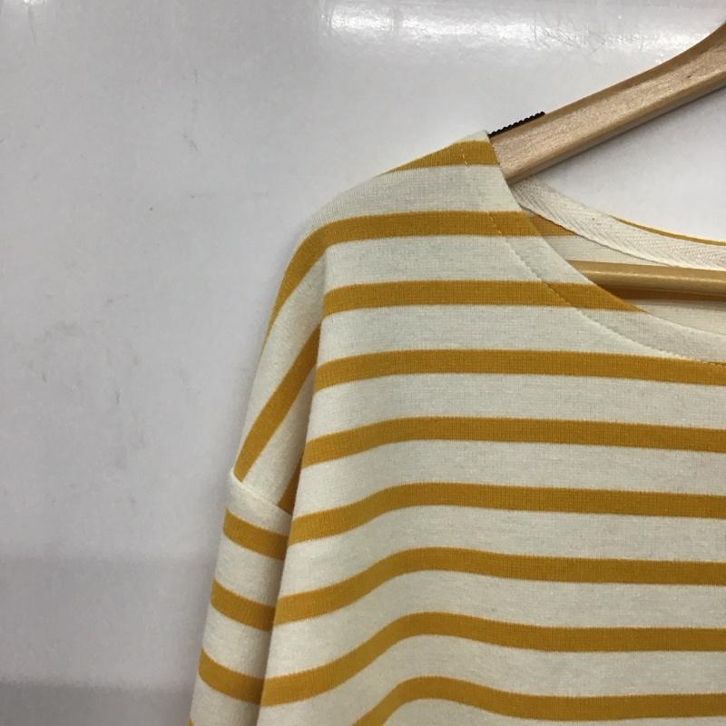 ニコアンド niko and... Tシャツ 七分袖 L ボーダー柄 白 / ホワイト / X 黄 / イエロー /  レディース USED 古着 中古 10141775