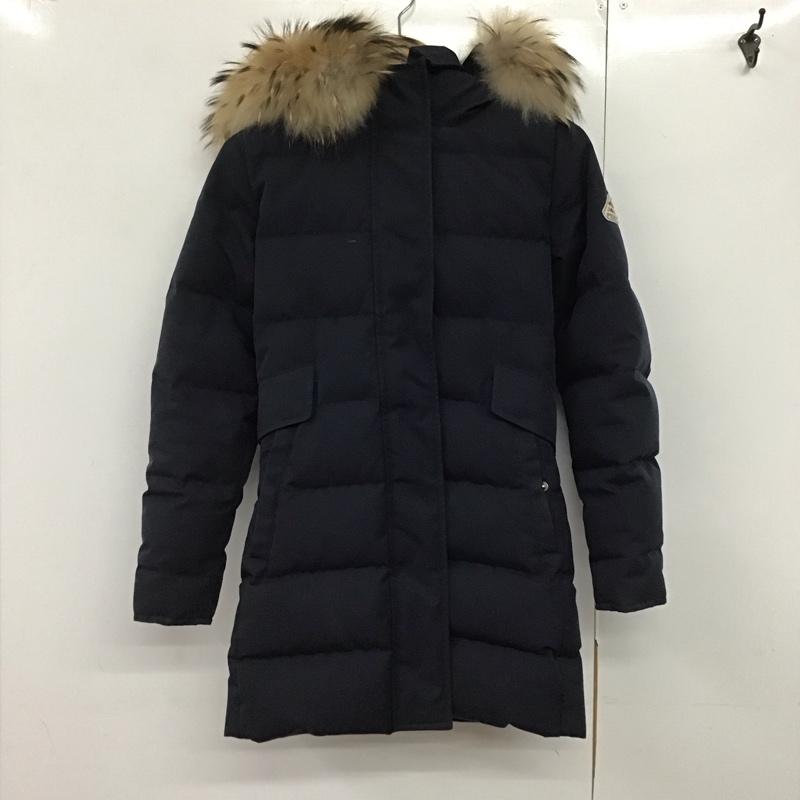 ピレネックス Pyrenex コート ダウンコート hwm004 ファー付き 34 無地 紺 / ネイビー /  レディース USED 古着 中古 10143048