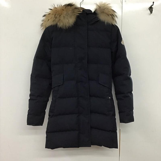 ピレネックス Pyrenex コート ダウンコート hwm004 ファー付き 34 無地 紺 / ネイビー /  レディース USED 古着 中古 10143048
