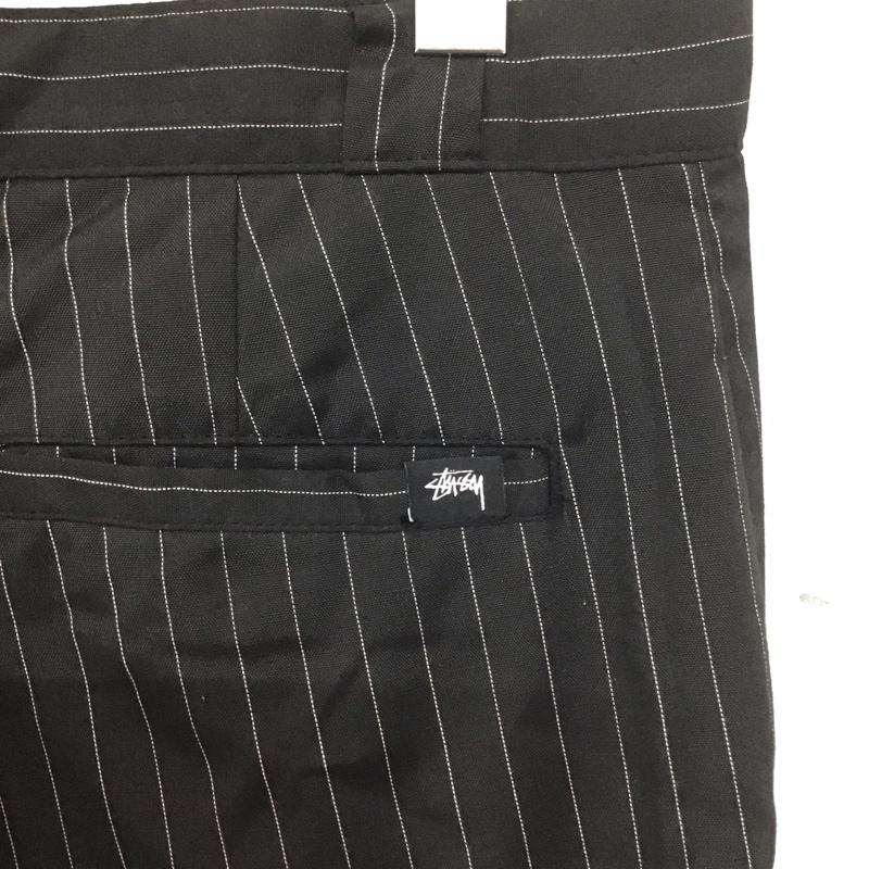 ステューシー STUSSY パンツ スラックス スラックスパンツ ワイドパンツ カジュアルパンツ M ストライプ 黒 / ブラック /  メンズ USED 古着 中古 10139290