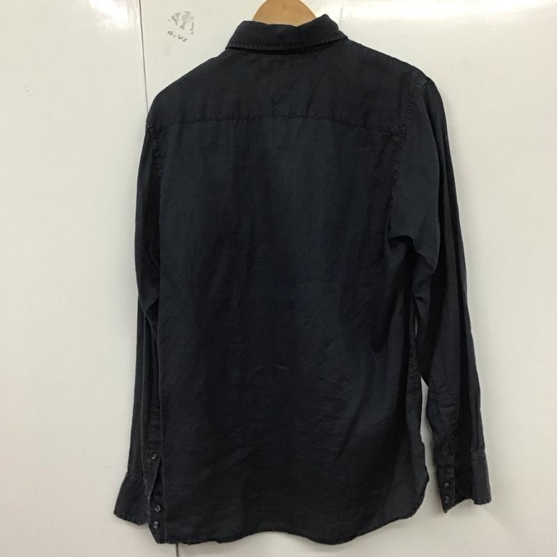 トミーヒルフィガー TOMMY HILFIGER シャツ、ブラウス 長袖 長袖シャツ 無地シャツ カラーシャツ M ロゴ、文字 紺 / ネイビー /  メンズ USED 古着 中古 10129057