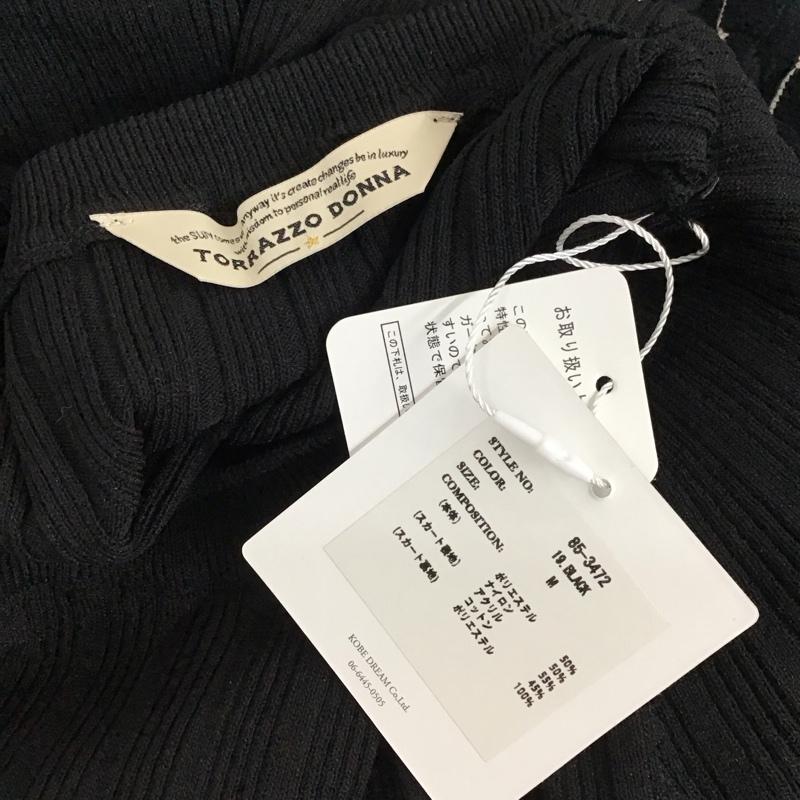 トラッゾドンナ Torrazzo Donna ワンピース ロングスカート 85-3472 ニットワンピース クルーネック 五分袖 タグ付き M  黒 / ブラック / X 白 / ホワイト /  レディース USED 古着 中古 10123236