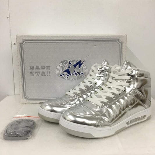 アベイシングエイプ A BATHING APE スニーカー スニーカー 2008FS-039 BAPESTA ベイプスタ ハイカット 10.5 箱有 2007年 ロゴ、文字 銀 / シルバー /  メンズ USED 古着 中古 10145439