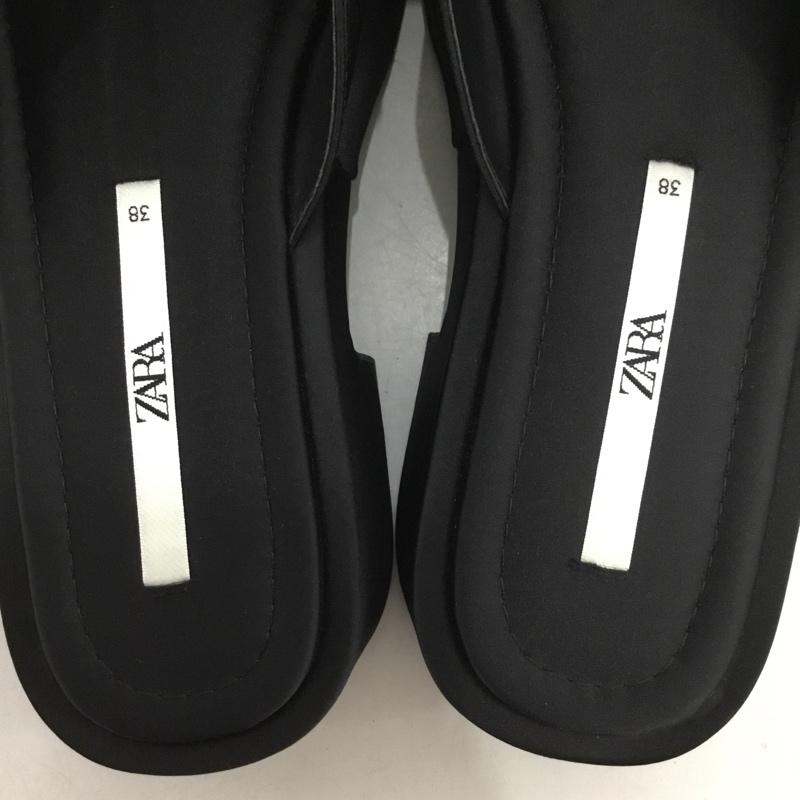 ザラ ZARA サンダル サンダル 3638 410 800 リボンサンダル EU38 無地 黒 / ブラック /  レディース USED 古着 中古 10150243
