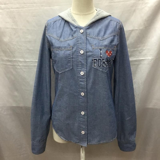 トミーガール tommy girl シャツ、ブラウス 長袖 長袖シャツ フード付きシャツ デニムシャツ S ロゴ、文字 インディゴ / インディゴ /  レディース USED 古着 中古 10118478