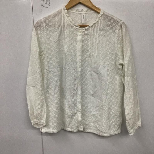 ひより HIYORI シャツ、ブラウス 長袖 長袖シャツ ノーカラーシャツ 前開きシャツ FREE レース柄 白 / ホワイト /  レディース USED 古着 中古 10129537