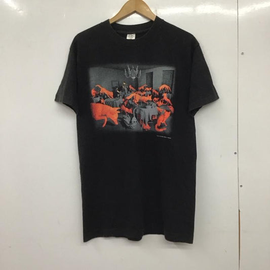 フルーツオブザルーム FRUIT OF THE LOOM Tシャツ 半袖 半袖カットソー プリントTシャツ クルーネックカットソー M プリント 黒 / ブラック /  メンズ USED 古着 中古 10138207