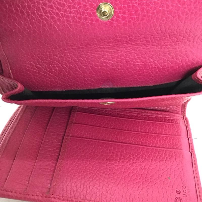 グッチ GUCCI 財布 二つ折り 346057 525040 レザー ロゴ、文字 桃 / ピンク /  レディース USED 古着 中古 10122586