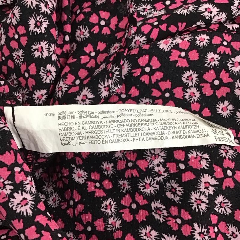 ザラベーシック ZARA BASIC ワンピース ロングスカート 4387 254 330 スリット ギャザー M 花柄 黒 / ブラック / X 桃 / ピンク /  レディース USED 古着 中古 10129182
